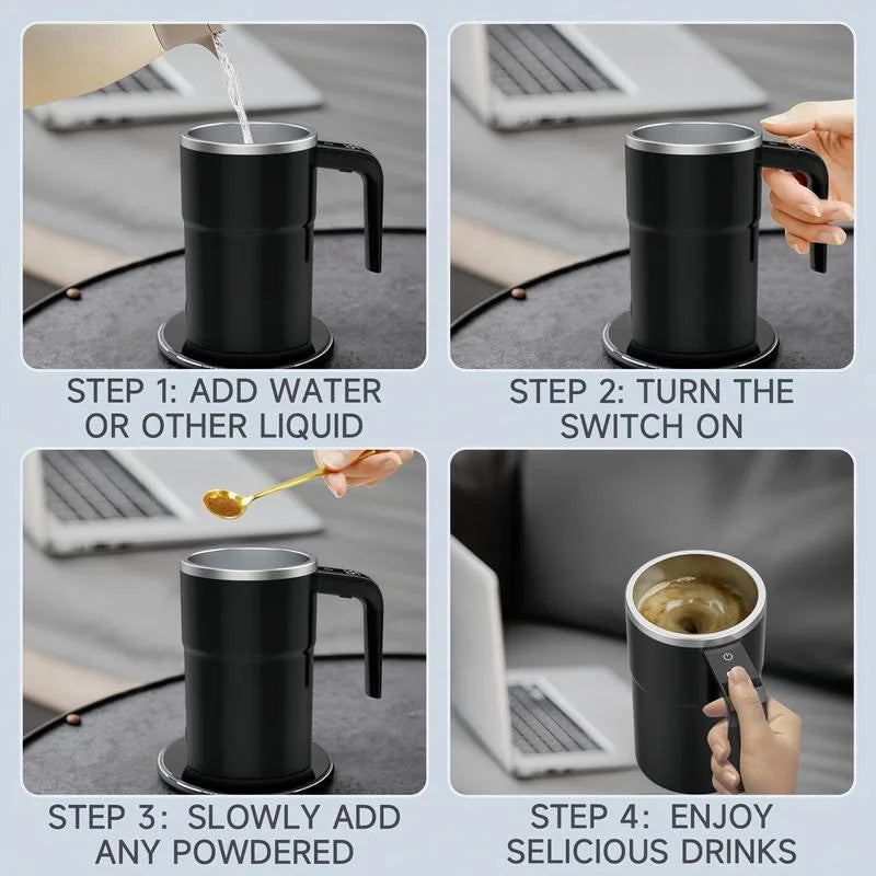 Automatic Magnetic Cup Electric Coffee Self Mixing Mug IP67 Waterproof Food Safe 380ML Coffee Mug For Tea